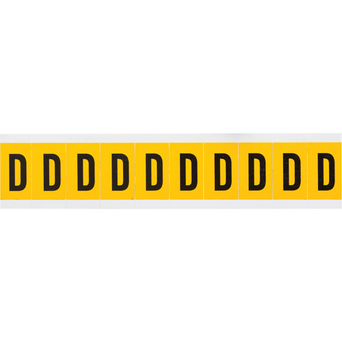 Brady  1530-D  Individual Number and Letter Labels, D, 1" H, Black on Yellow - Each