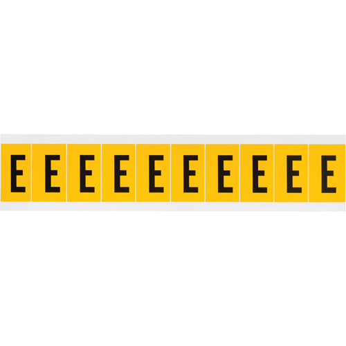Brady  1530-E  Individual Number and Letter Labels, E, 1" H, Black on Yellow - Each