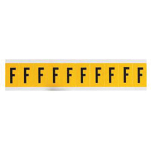 Brady  1530-F  Individual Number and Letter Labels, F, 1" H, Black on Yellow - Each