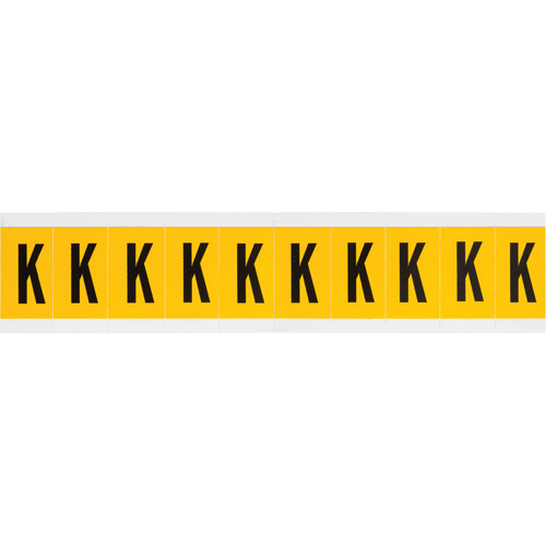 Brady  1530-K  Individual Number and Letter Labels, K, 1" H, Black on Yellow - Each