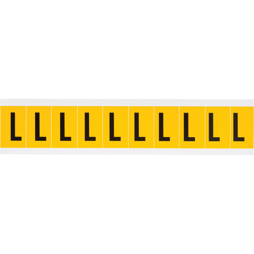 Brady  1530-L  Individual Number and Letter Labels, L, 1" H, Black on Yellow - Each