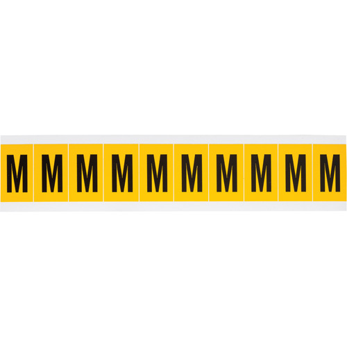 Brady  1530-M  Individual Number & Letter Labels, M, 1" H, Black on Yellow - Each