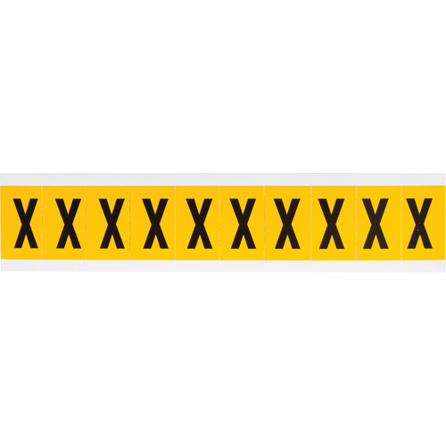 Brady  1530-X  Individual Number & Letter Labels, X, 1" H, Black on Yellow - Each