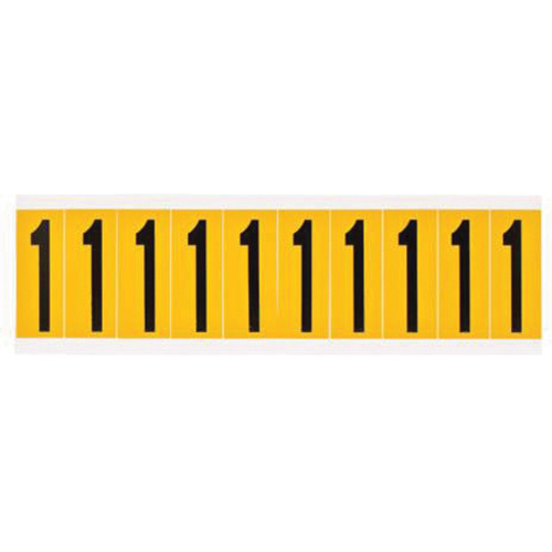 Brady  1534-1  Individual Number and Letter Labels, 1, 2" H, Black on Yellow - Each