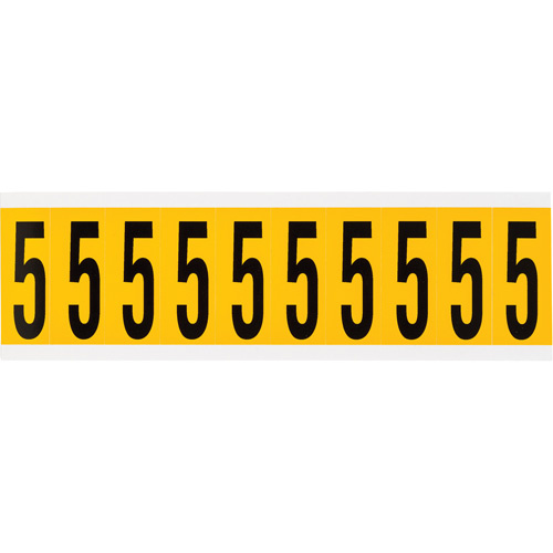 Brady  1534-5  Individual Number and Letter Labels, 5, 2" H, Black on Yellow - Each