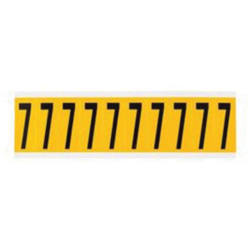 Brady  1534-7  Individual Number and Letter Label, 7, 2" H, Black on Yellow - Each