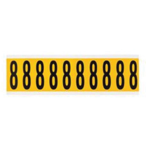 Brady  1534-8  Individual Number and Letter Labels, 8, 2" H, Black on Yellow - Each