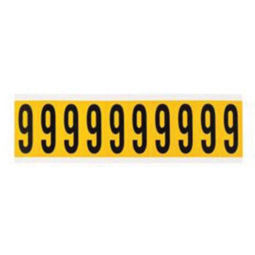 Brady  1534-9  Individual Number and Letter Labels, 9, 2" H, Black on Yellow - Each