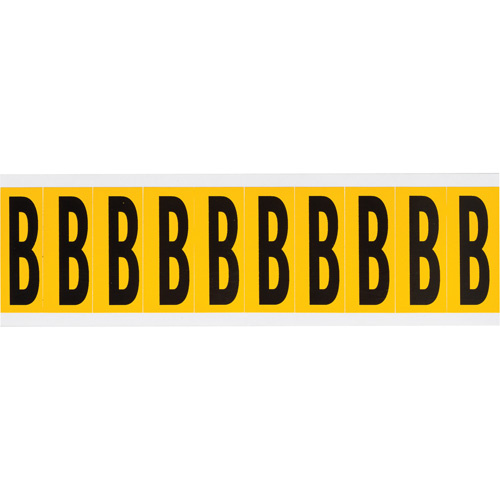 Brady  1534-B  Individual Number and Letter Labels, B, 2" H, Black on Yellow - Each