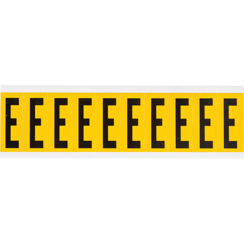 Brady  1534-E  Individual Number and Letter Labels, E, 2" H, Black on Yellow - Each