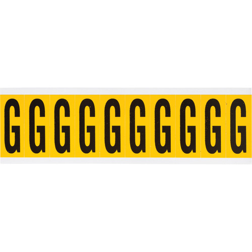 Brady  1534-G  Individual Number and Letter Labels, G, 2" H, Black on Yellow - Each