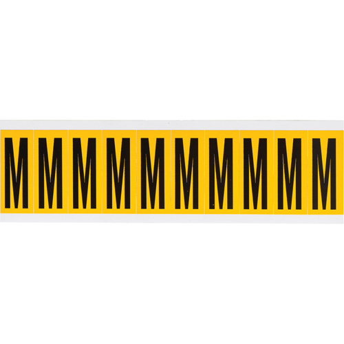 Brady  1534-M  Individual Number & Letter Labels, M, 2" H, Black on Yellow - Each