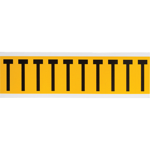 Brady  1534-T  Individual Number & Letter Labels, T, 2" H, Black on Yellow - Each