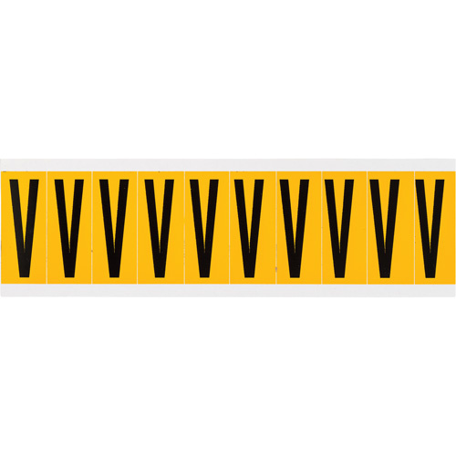 Brady  1534-V  Individual Number & Letter Labels, V, 2" H, Black on Yellow - Each