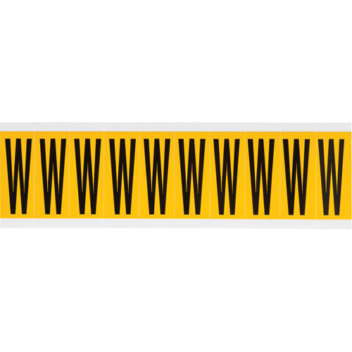 Brady  1534-W  Individual Number & Letter Labels, W, 2" H, Black on Yellow - Each