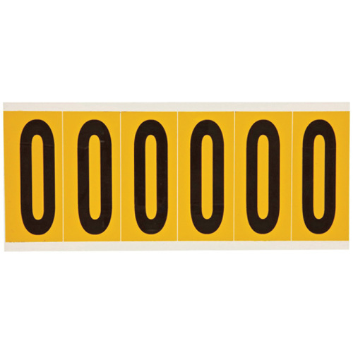 Brady  1550-0  Individual Number and Letter Labels, 0, 3" H, Black on Yellow - Each