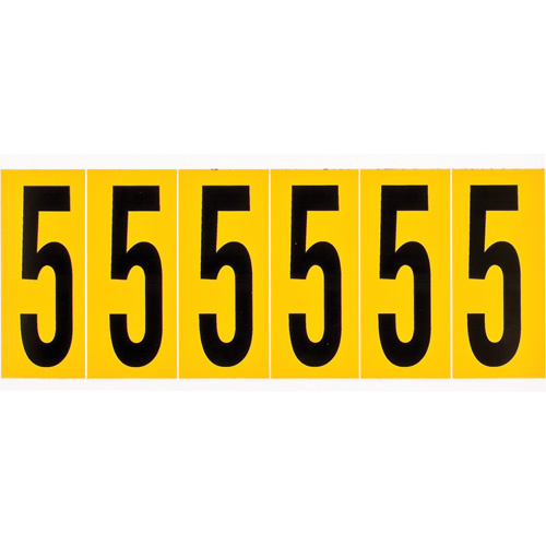 Brady  1550-5  Individual Number and Letter Labels, 5, 3" H, Black on Yellow - Each