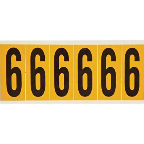 Brady  1550-6  Individual Number and Letter Labels, 6, 3" H, Black on Yellow - Each