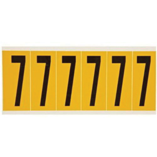 Brady  1550-7  Individual Number and Letter Label, 7, 3" H, Black on Yellow - Each