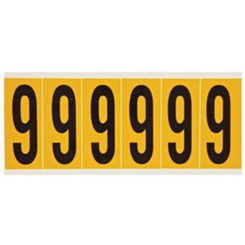 Brady  1550-9  Individual Number and Letter Labels, 9, 3" H, Black on Yellow - Each