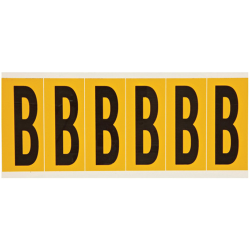 Brady  1550-B  Individual Number and Letter Labels, B, 3" H, Black on Yellow - Each