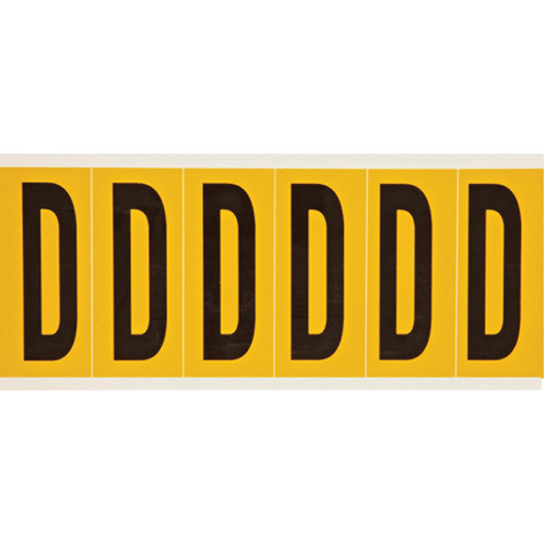 Brady  1550-D  Individual Number and Letter Labels, D, 3" H, Black on Yellow - Each