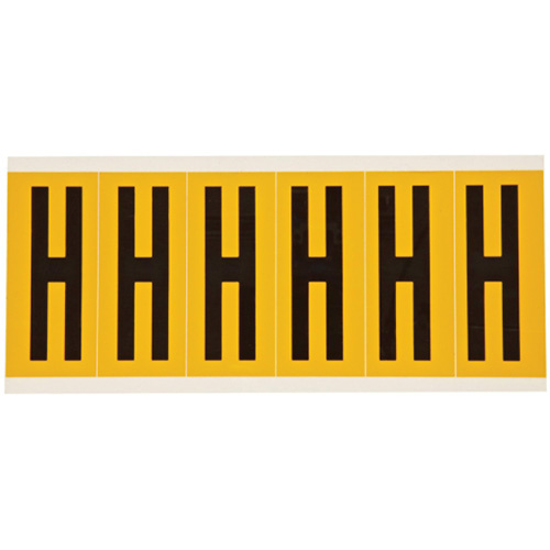 Brady  1550-H  Individual Number and Letter Labels, H, 3" H, Black on Yellow - Each