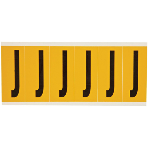 Brady  1550-J  Individual Number and Letter Labels, J, 3" H, Black on Yellow - Each