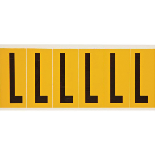 Brady  1550-L  Individual Number and Letter Labels, L, 3" H, Black on Yellow - Each