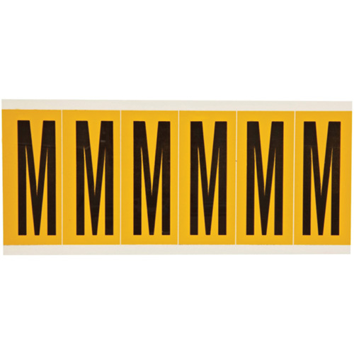 Brady  1550-M  Individual Number & Letter Labels, M, 3" H, Black on Yellow - Each