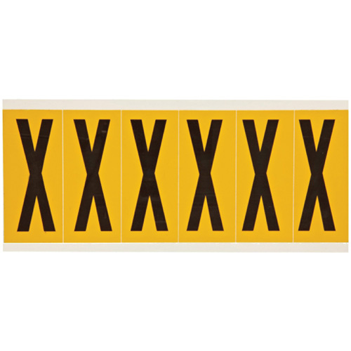 Brady  1550-X  Individual Number & Letter Labels, X, 3" H, Black on Yellow - Each