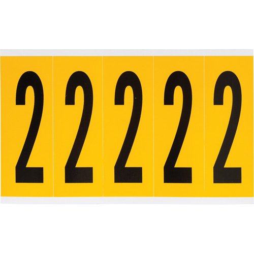 Brady  1560-2  Individual Number and Letter Labels, 2, 4" H, Black on Yellow - Each