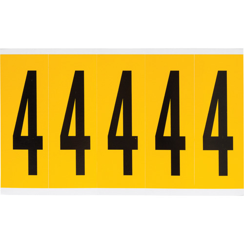 Brady  1560-4  Individual Number and Letter Labels, 4, 4" H, Black on Yellow - Each