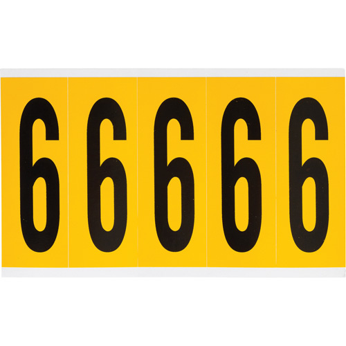 Brady  1560-6  Individual Number and Letter Labels, 6, 4" H, Black on Yellow - Each