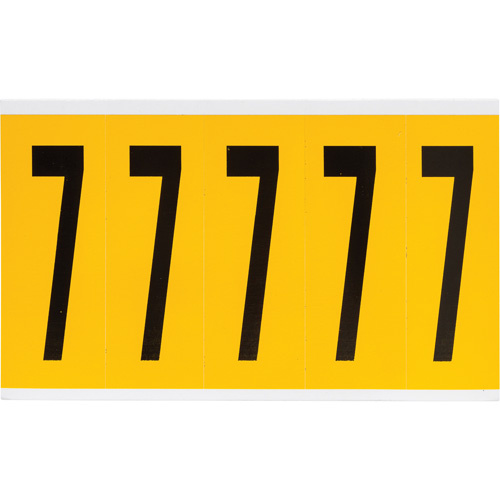 Brady  1560-7  Individual Number and Letter Label, 7, 4" H, Black on Yellow - Each