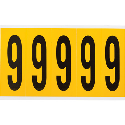 Brady  1560-9  Individual Number and Letter Labels, 9, 4" H, Black on Yellow - Each