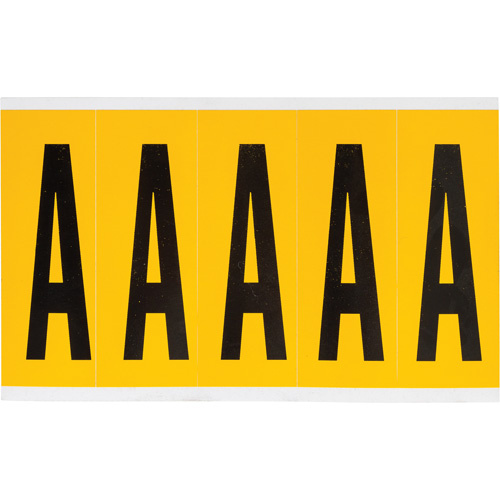 Brady  1560-A  Individual Number and Letter Labels, A, 4" H, Black on Yellow - Each