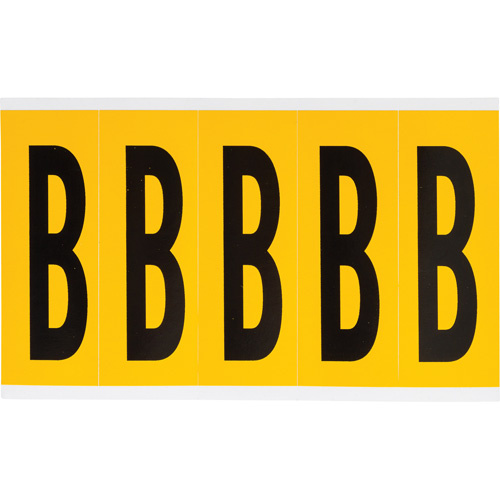 Brady  1560-B  Individual Number and Letter Labels, B, 4" H, Black on Yellow - Each