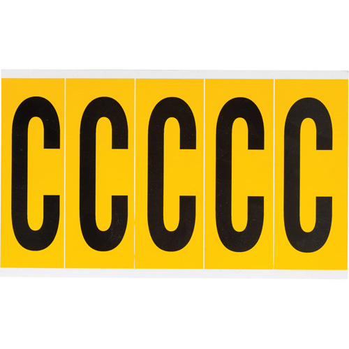 Brady  1560-C  Individual Number and Letter Labels, C, 4" H, Black on Yellow - Each
