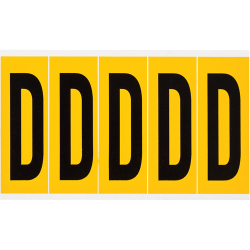 Brady  1560-D  Individual Number and Letter Labels, D, 4" H, Black on Yellow - Each