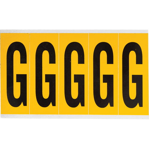 Brady  1560-G  Individual Number and Letter Labels, G, 4" H, Black on Yellow - Each