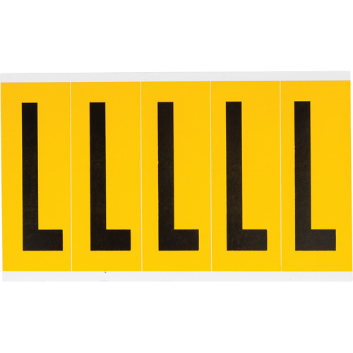 Brady  1560-L  Individual Number and Letter Labels, L, 4" H, Black on Yellow - Each