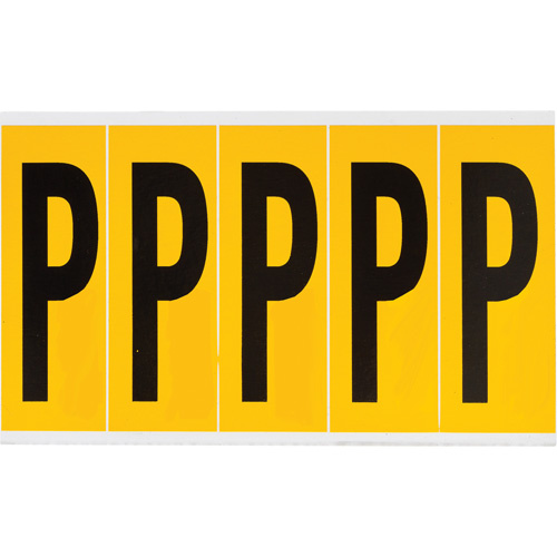 Brady  1560-P  Individual Number & Letter Labels, P, 4" H, Black on Yellow - Each