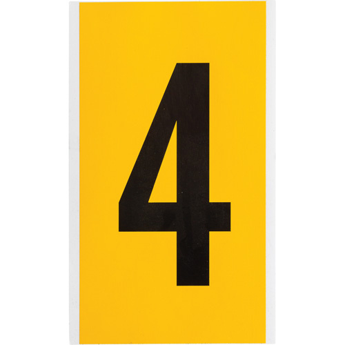 Brady  1570-4  Individual Number and Letter Label, 4, 6" H, Black on Yellow - Each