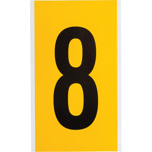 Brady  1570-8  Individual Number and Letter Labels, 8, 6" H, Black on Yellow - Each