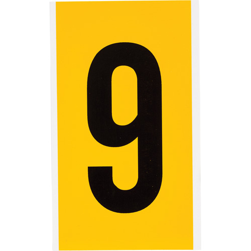 Brady  1570-9  Individual Number and Letter Label, 9, 6" H, Black on Yellow - Each