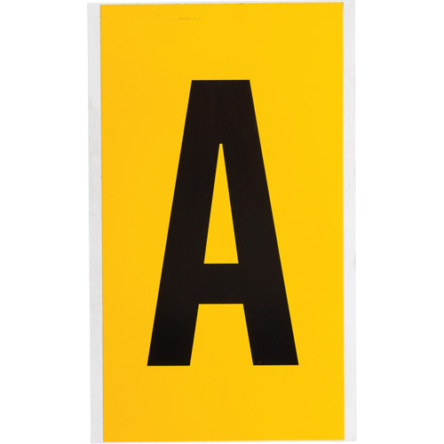Brady  1570-A  Individual Number and Letter Label, A, 6" H, Black on Yellow - Each
