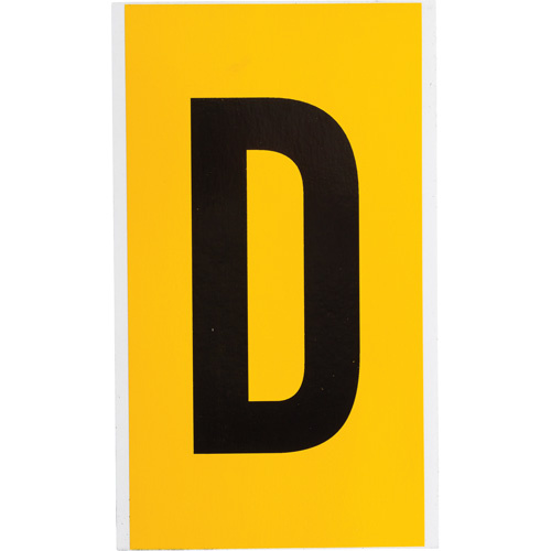Brady  1570-D  Individual Number and Letter Label, D, 6" H, Black on Yellow - Each