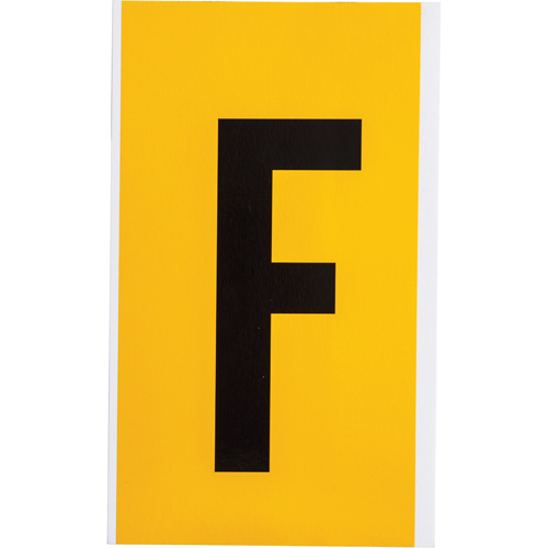Brady  1570-F  Individual Number and Letter Label, F, 6" H, Black on Yellow - Each