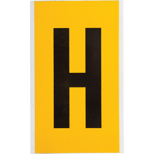 Brady  1570-H  Individual Number and Letter Label, H, 6" H, Black on Yellow - Each